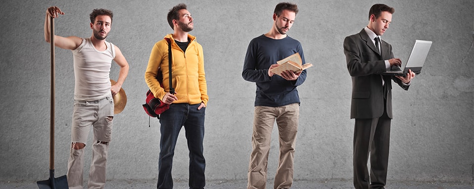 Man in verschillende (werk) outfits